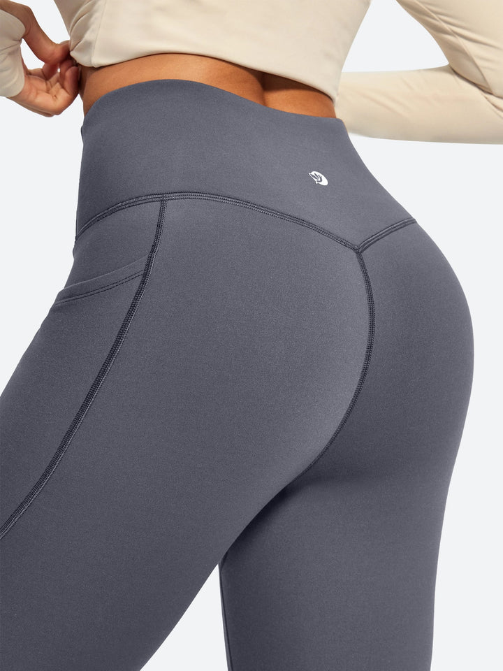 Pantalon Yoga Femme Doublé Polaire Évasé Avec Poches