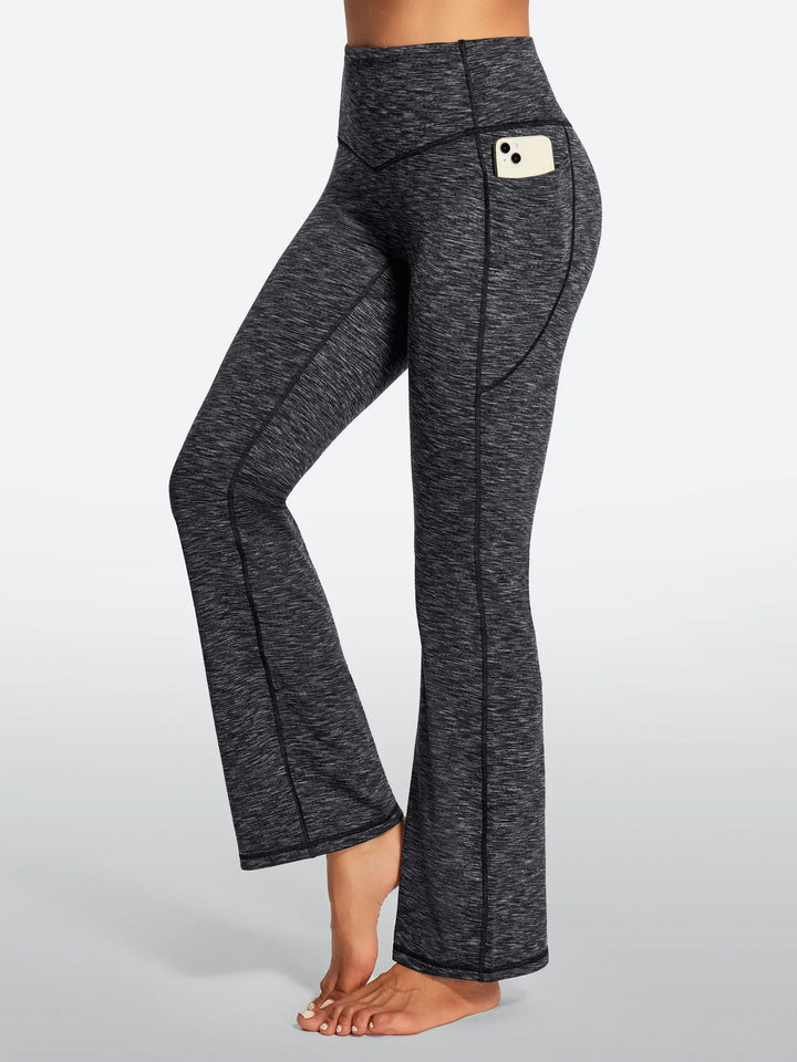 Pantalon Yoga Femme Doublé Polaire Évasé Avec Poches