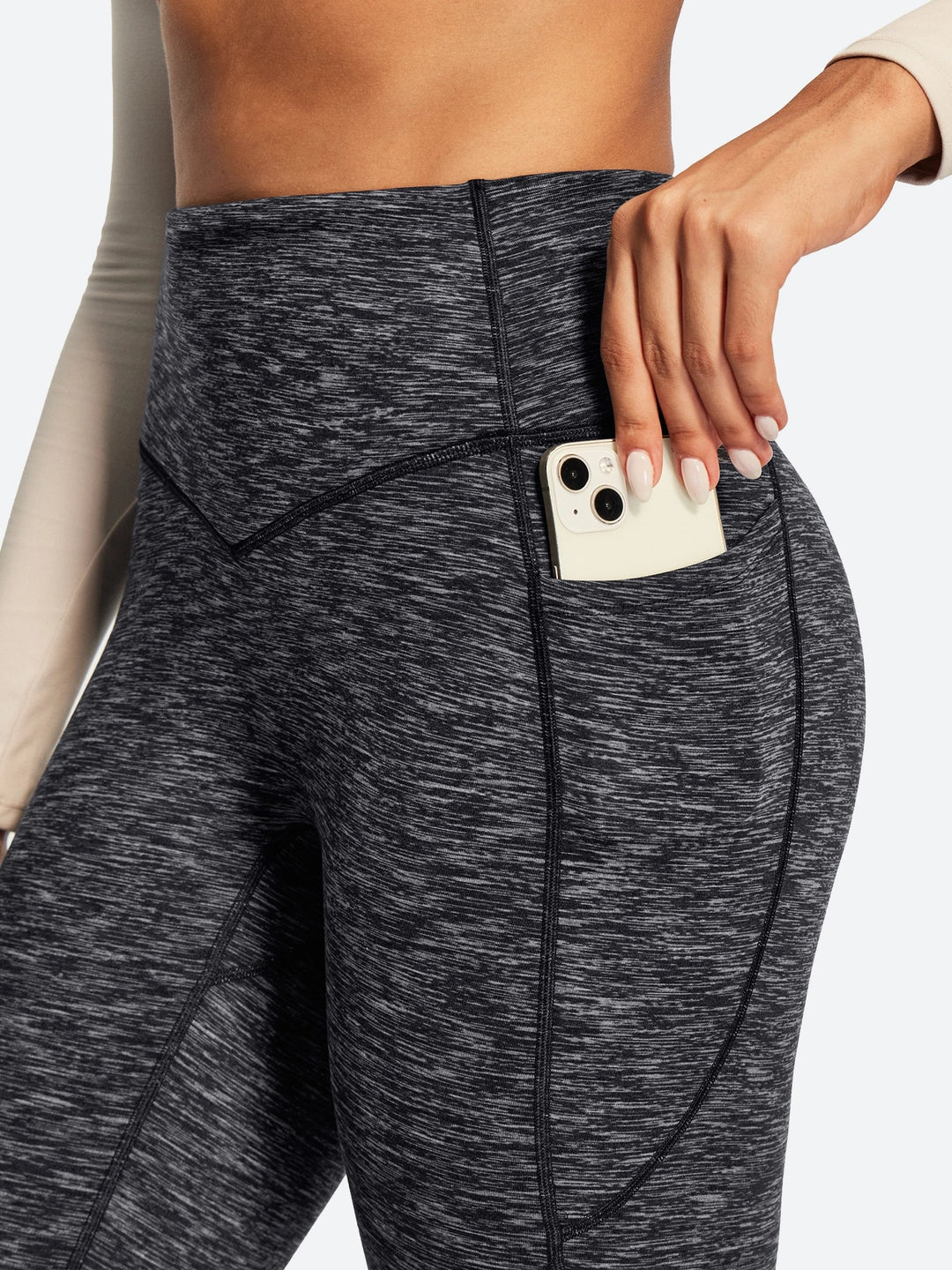 Pantalon Yoga Femme Doublé Polaire Évasé Avec Poches
