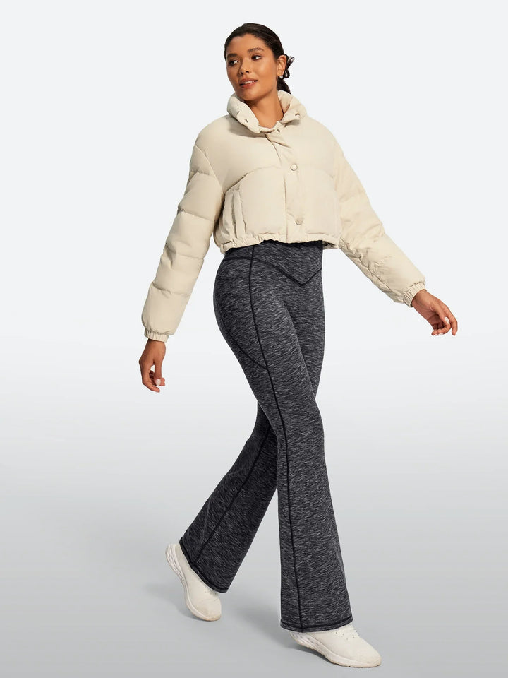 Pantalon Yoga Femme Doublé Polaire Évasé Avec Poches
