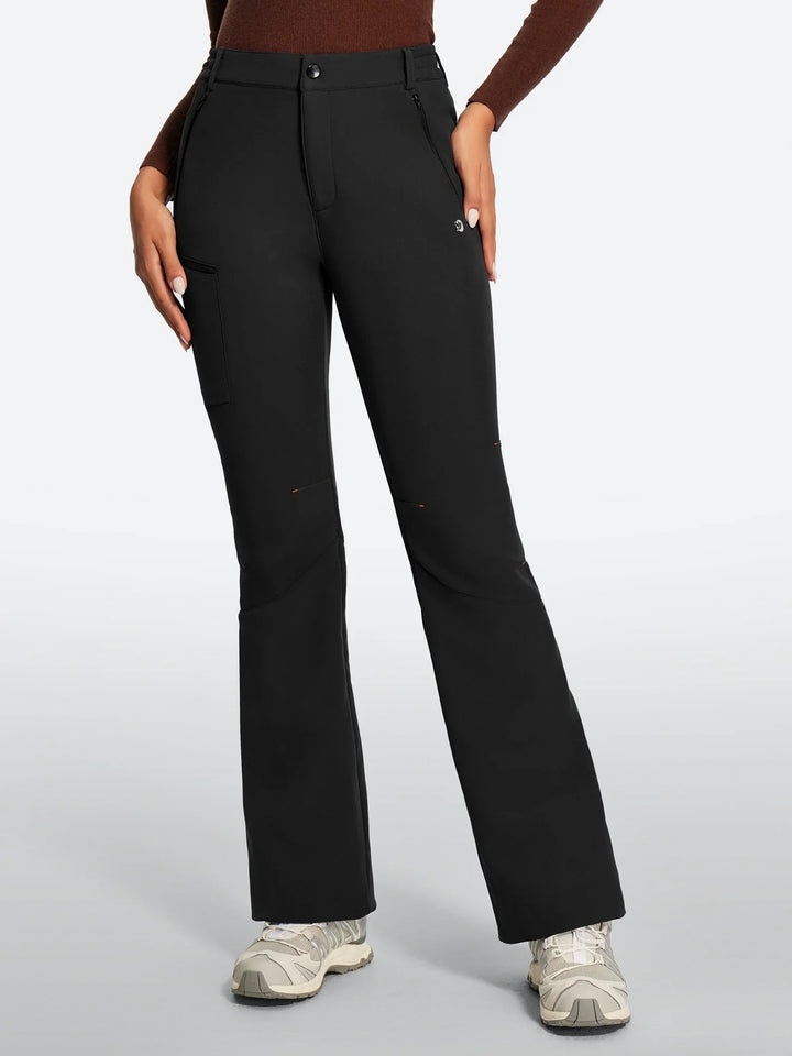 Pantalon De Ski Femme Doublé Polaire Imperméable Coupe Évasée