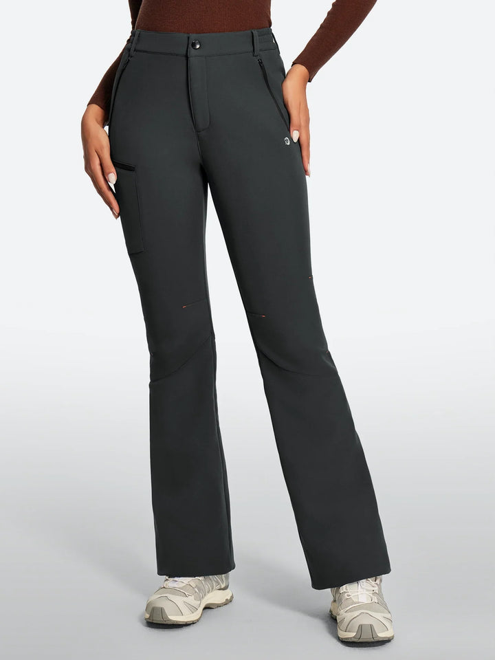 Pantalon De Ski Femme Doublé Polaire Imperméable Coupe Évasée