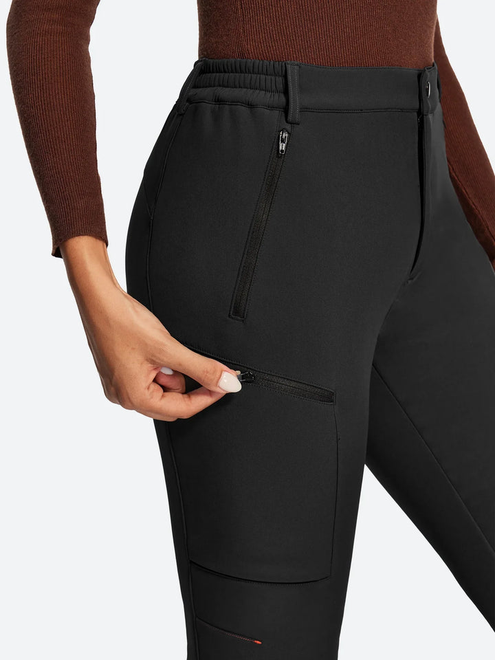 Pantalon De Ski Femme Doublé Polaire Imperméable Coupe Évasée