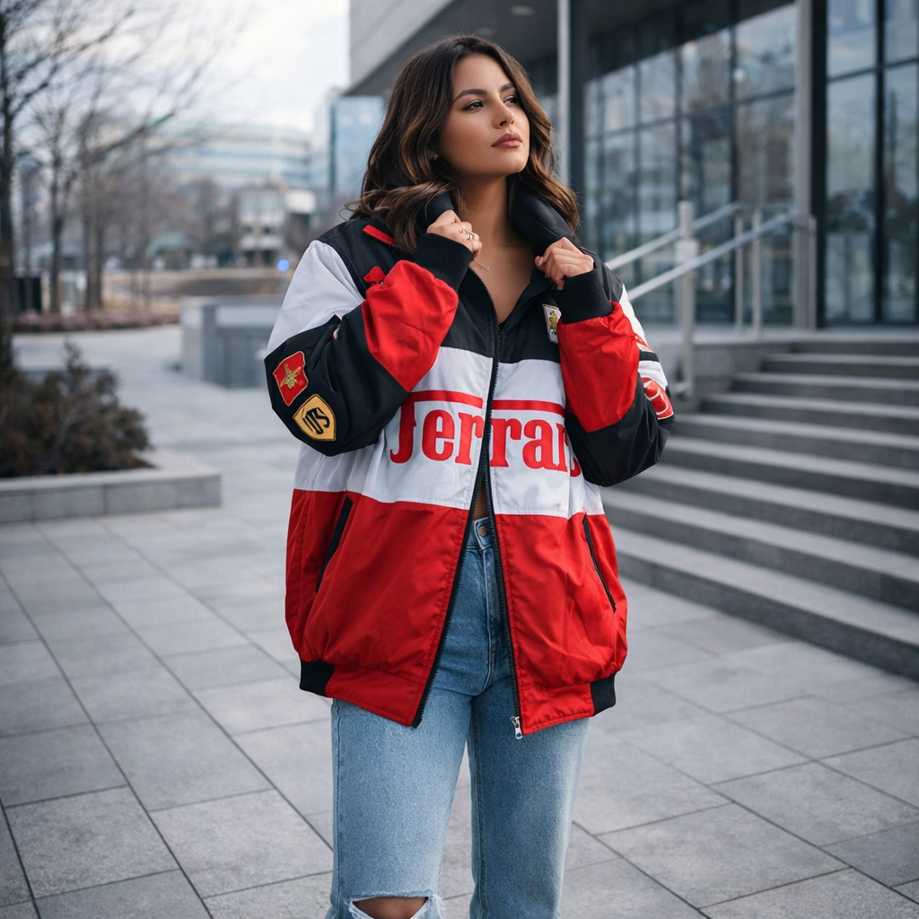 Veste de Course Oversize à Bandes Contrastantes pour Femme