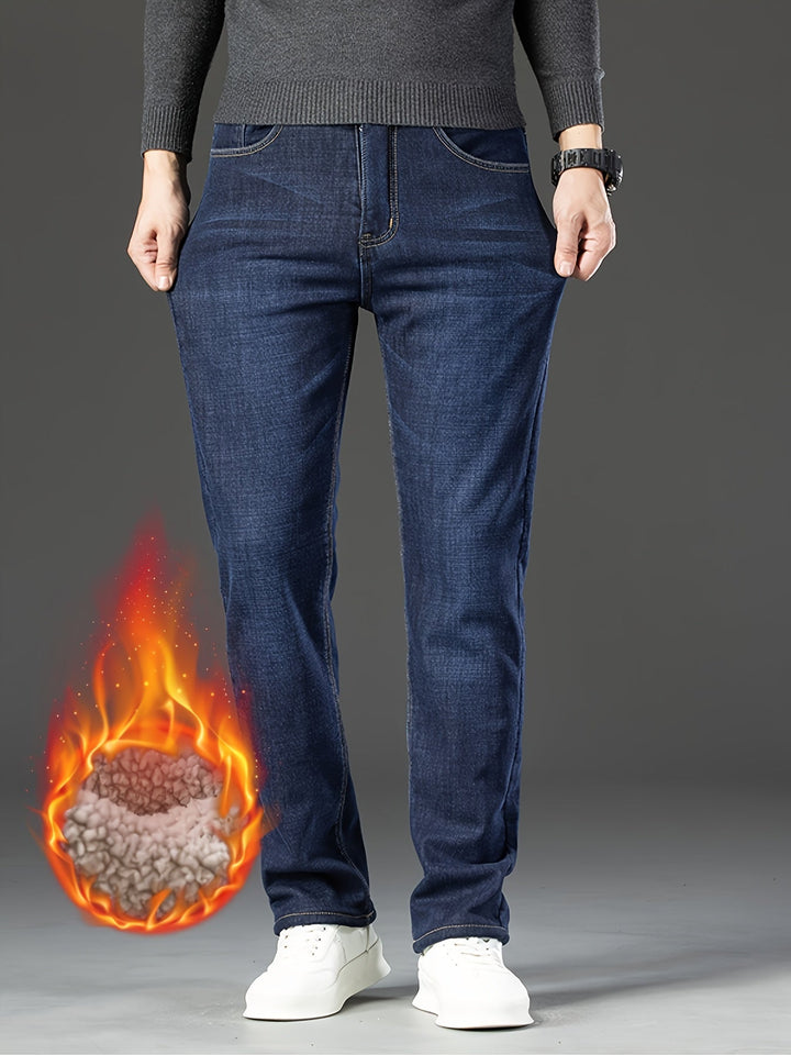 Jean d’Hiver Homme Doublé Polaire, Coupe Droite Stretch