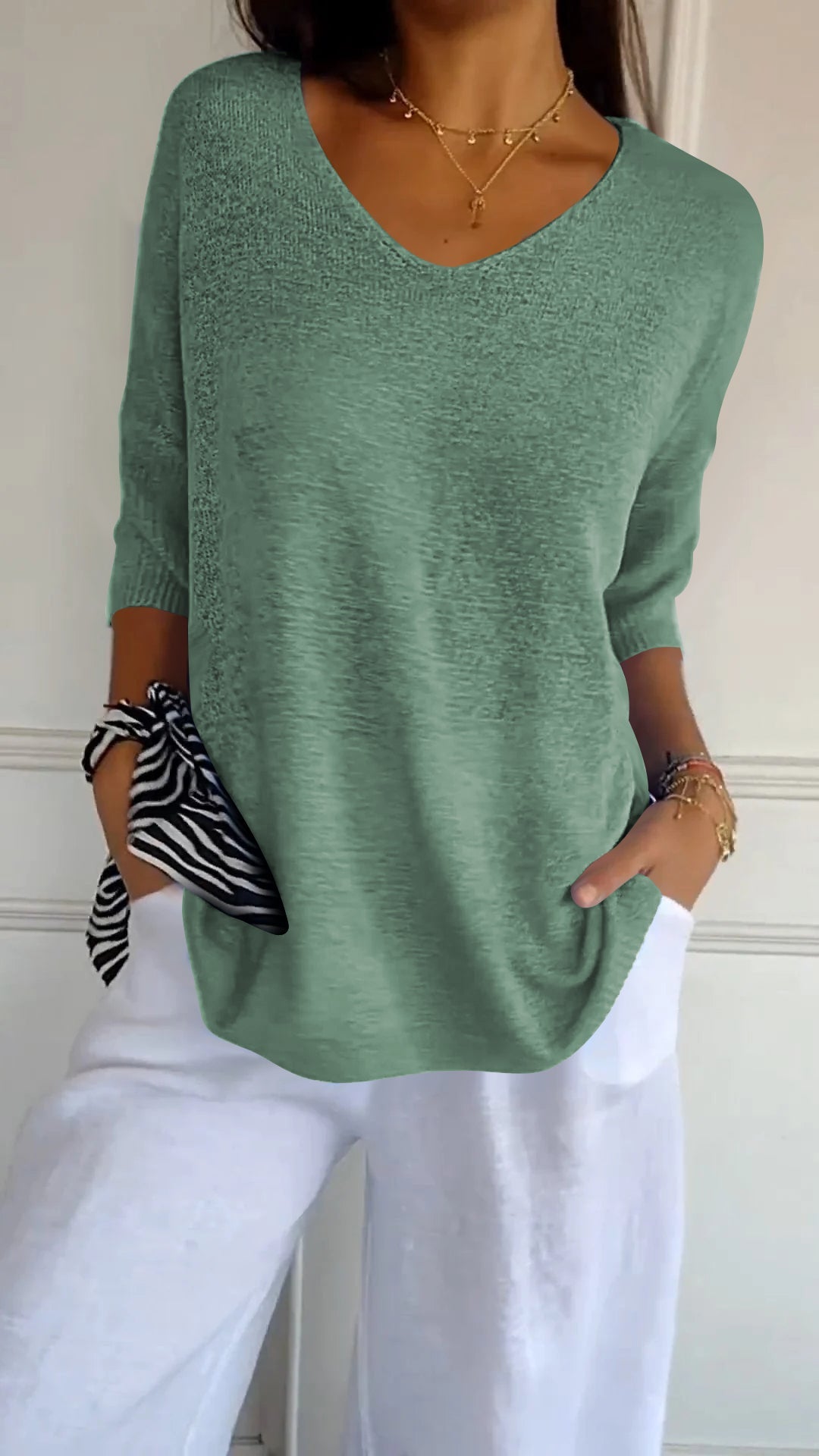 Top Femme en Tricot Col V