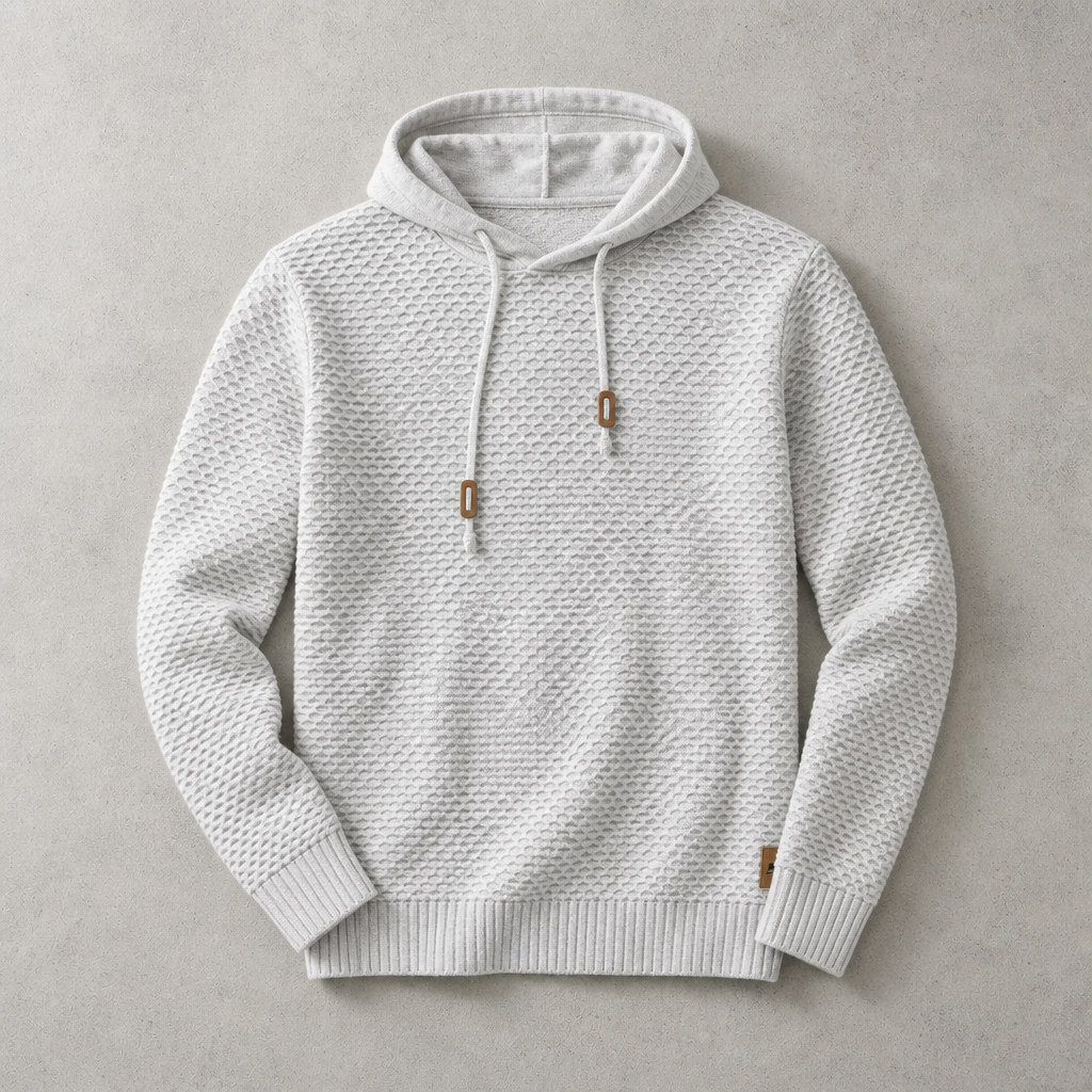 Sweat À Capuche Homme Maille Tressée Cordon De Serrage Et Bords Côtelés