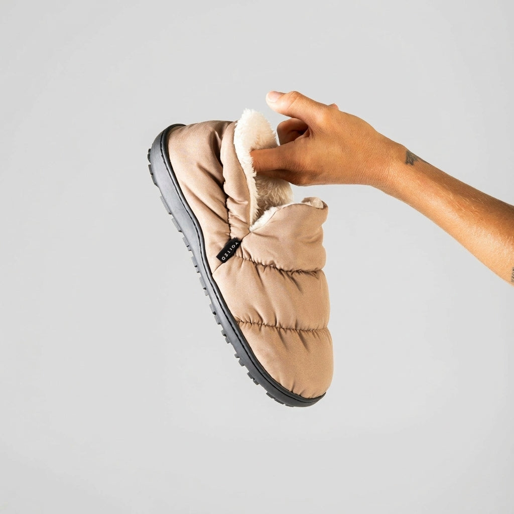 Chaussons Matelassés Doublés Fourrure à Semelle Crantée