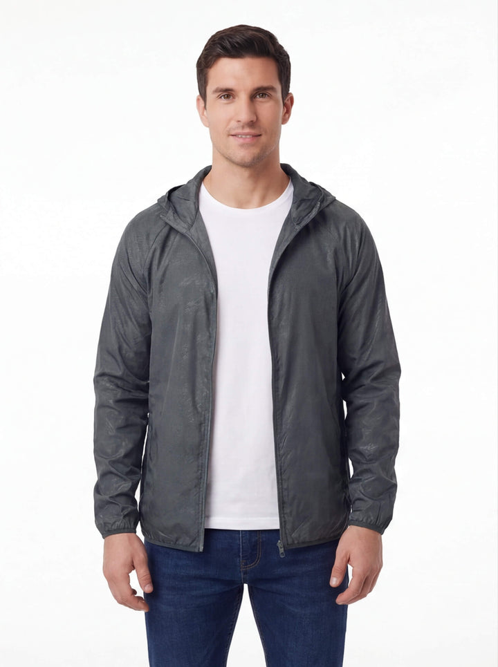 Coupe-Vent Homme Imperméable à Capuche Zip Intégral