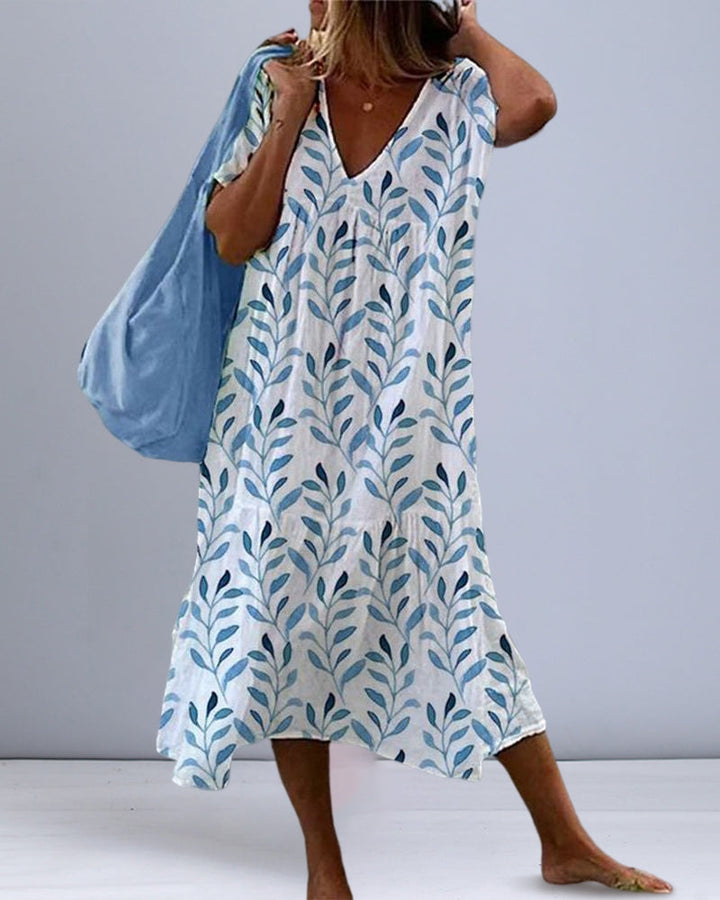 Vanda | Robe pour Femme | À Imprimé Feuilles, Col En V & Tendance