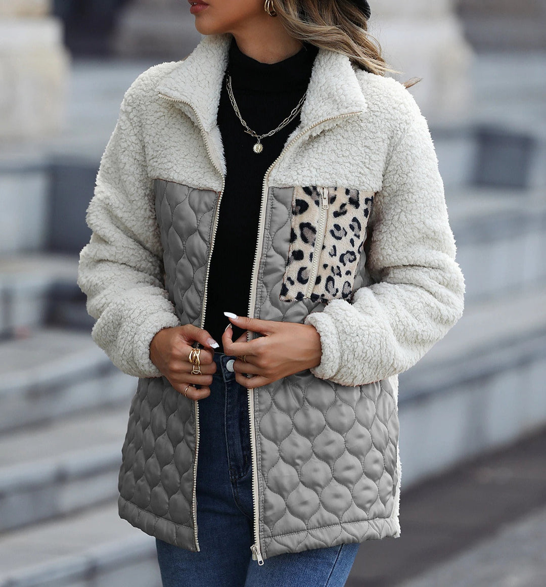 Veste Femme Matelassée Sherpa Col Montant Zippée