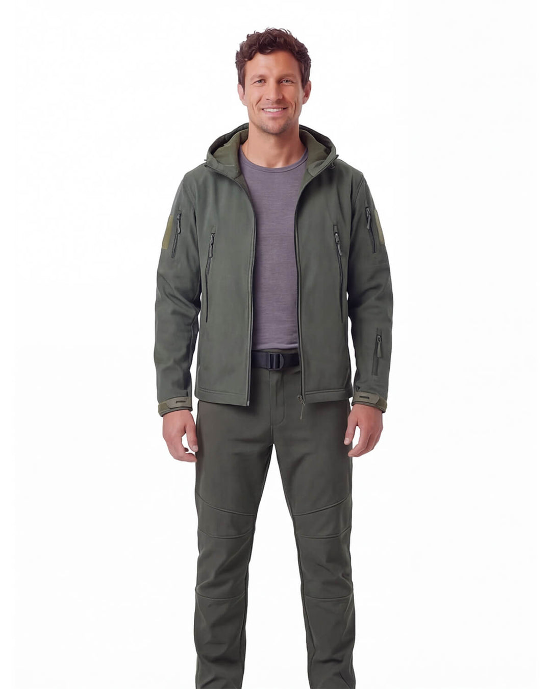Ensemble Homme Veste À Capuche Et Pantalon De Randonnée Avec Poches Zippées