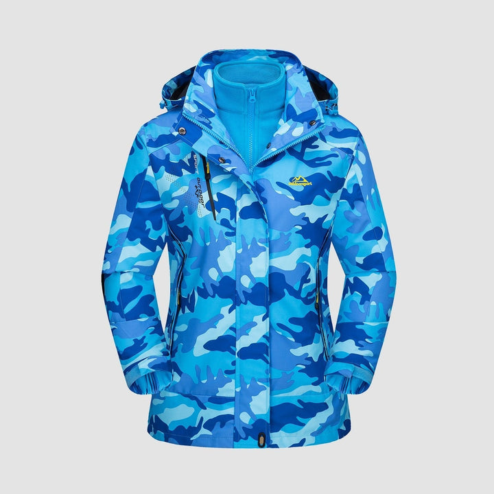 Veste de Ski Femme 3 en 1 Imperméable Doublée Polaire à Capuche
