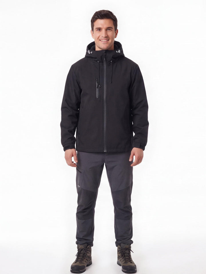 Veste De Randonnée Homme 3 Couches Ajustable Capuche Et Poches Zippées