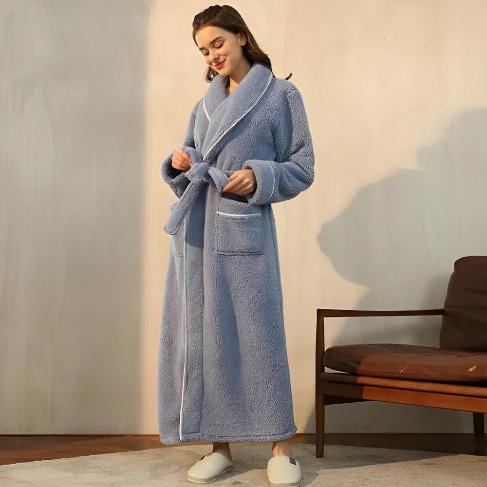Peignoir Unisexe en Sherpa à Col Châle et Ceinture Ajustable