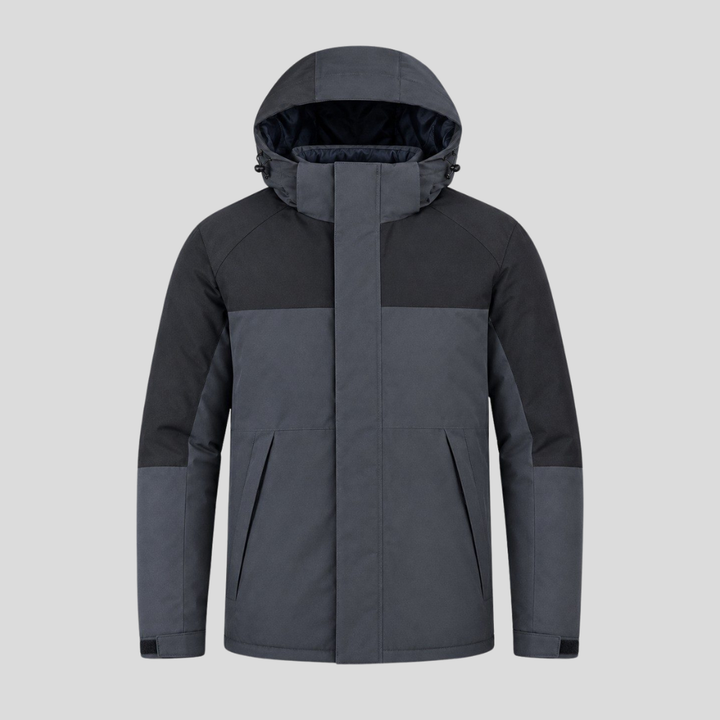 Veste De Randonnée Homme Isolante À Capuche Et Col Haut Fermeture Tempête
