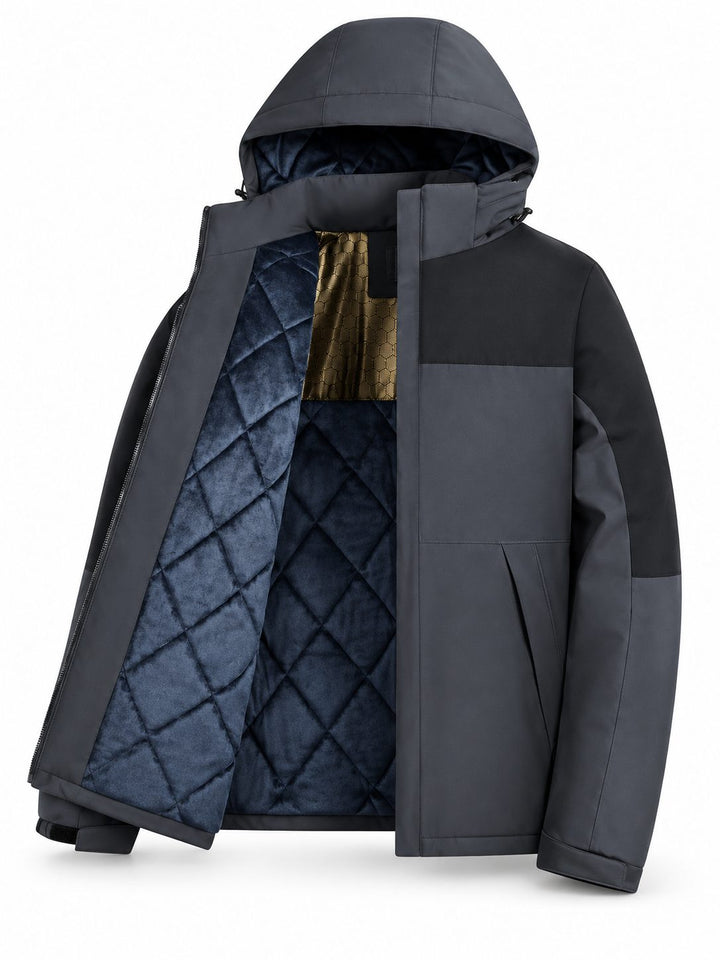 Veste De Randonnée Homme Isolante À Capuche Et Col Haut Fermeture Tempête
