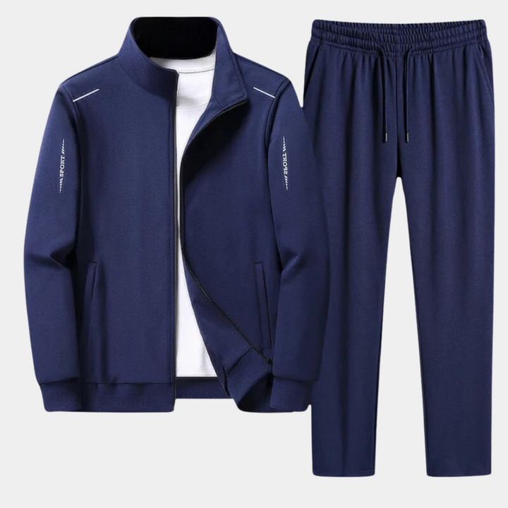 Survêtement Homme 2 Pièces en Polyester avec Veste Zippée et Jogger