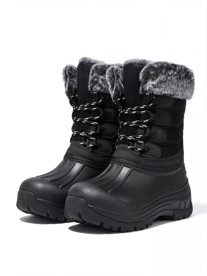 Bottes De Randonnée Femme Imperméables Doublure Polaire Et Col Fausse Fourrure