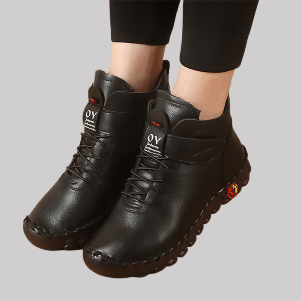 Bottines Montantes à Lacets et Semelle Crantée pour Femme