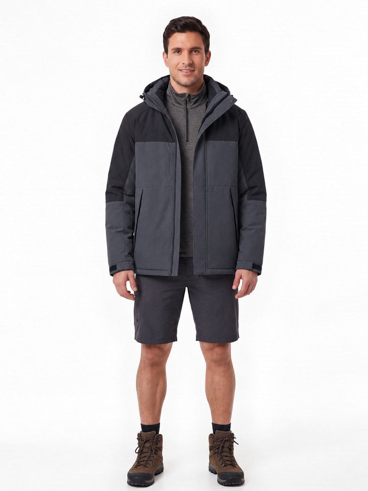 Veste De Randonnée Homme Isolante À Capuche Et Col Haut Fermeture Tempête