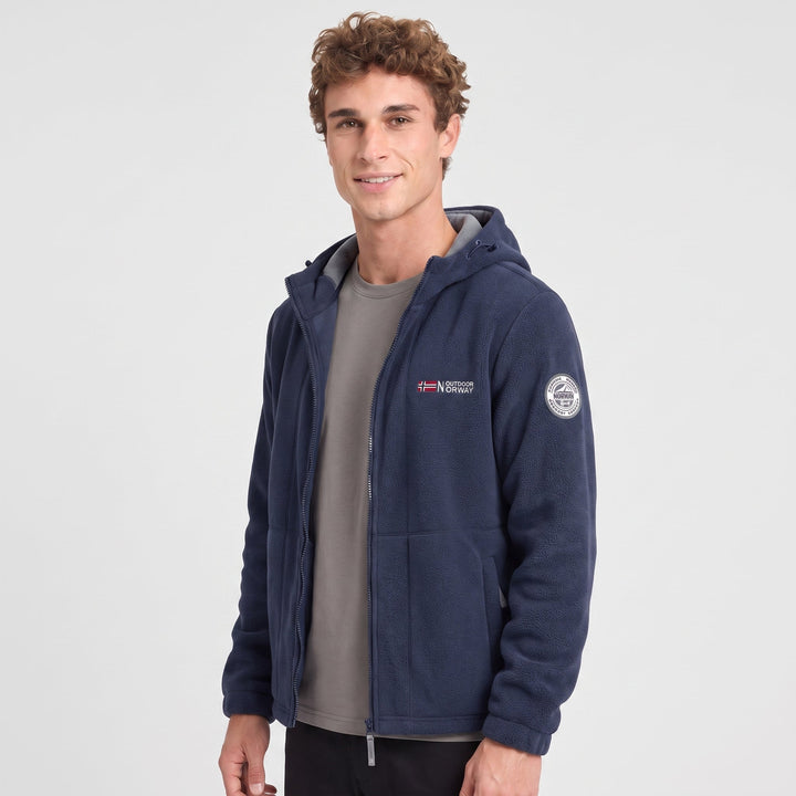 Polaire Homme Coupe-Vent à Capuche Poches Zippées