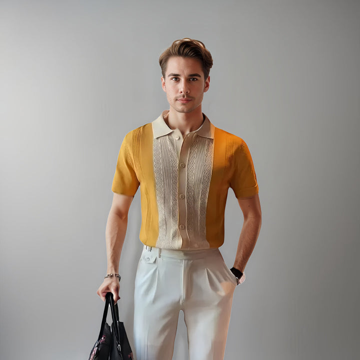 Fabien | Chemise en maille à panneaux contrastés pour hommes