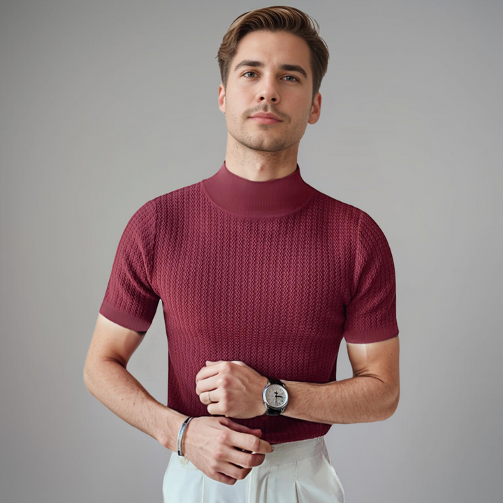 Octave | T-shirt blanc à col montant pour hommes