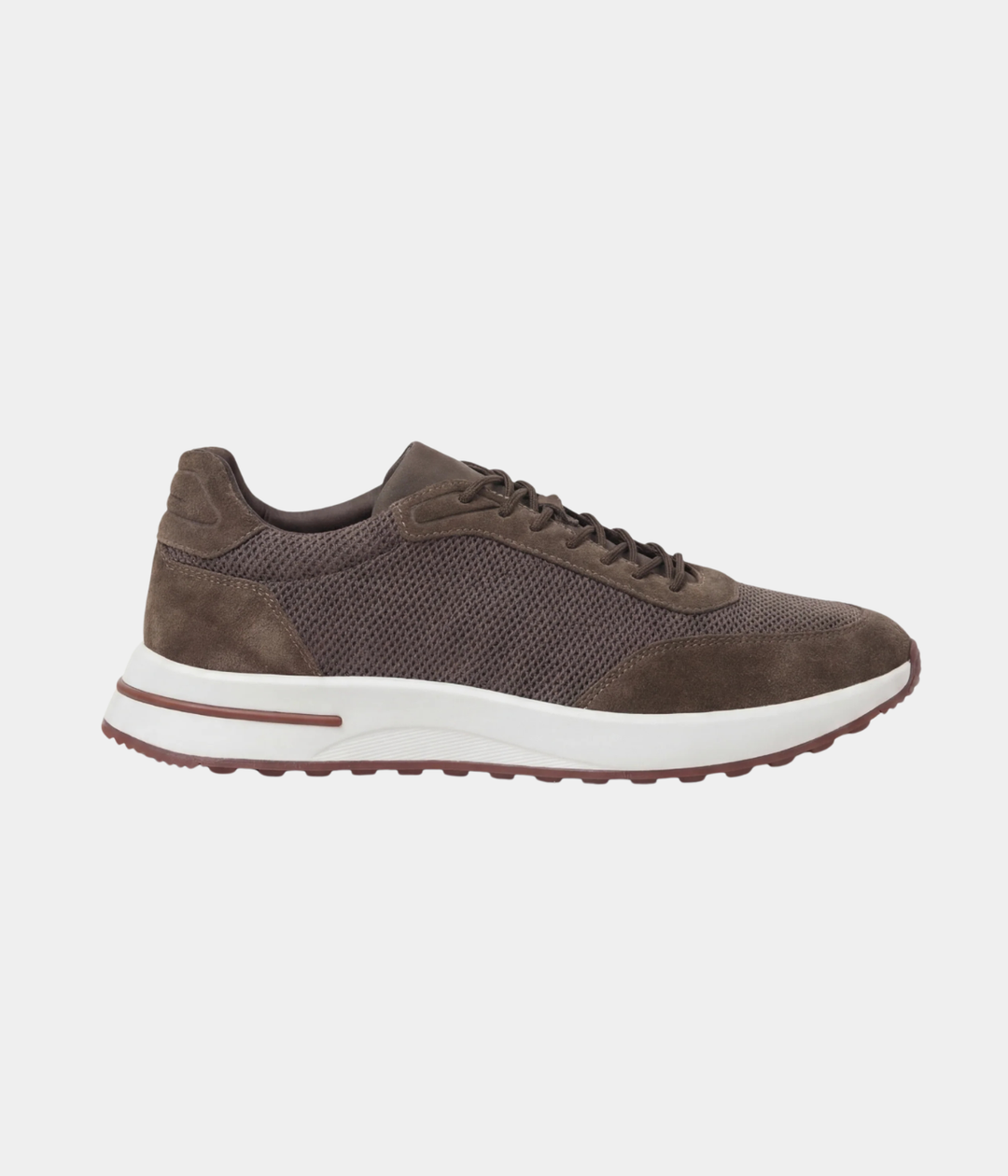 Baskets Homme Marron Suede & Mesh Basses de Marche avec Semelle Blanche