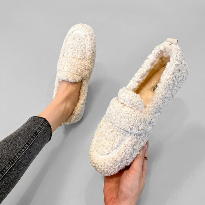 Chaussons Mocassins Doublés en Fausse Fourrure pour Femme