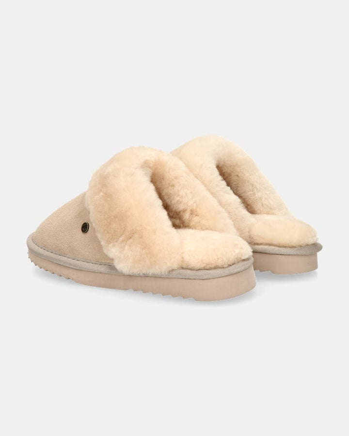 Chaussons Mules en Daim Doublés Fourrure pour Femme