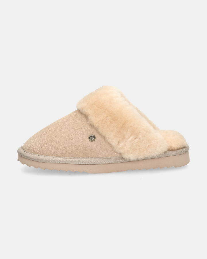 Chaussons Mules en Daim Doublés Fourrure pour Femme