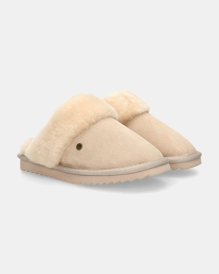 Chaussons Mules en Daim Doublés Fourrure pour Femme