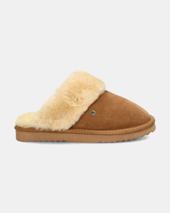 Chaussons Mules en Daim Doublés Fourrure pour Femme