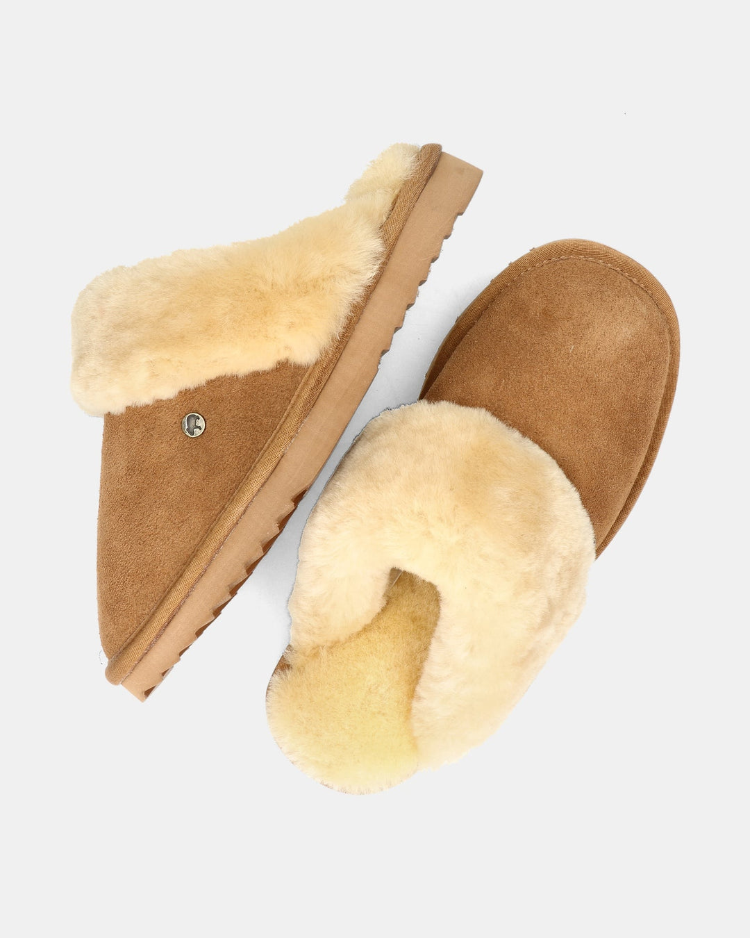 Chaussons Mules en Daim Doublés Fourrure pour Femme