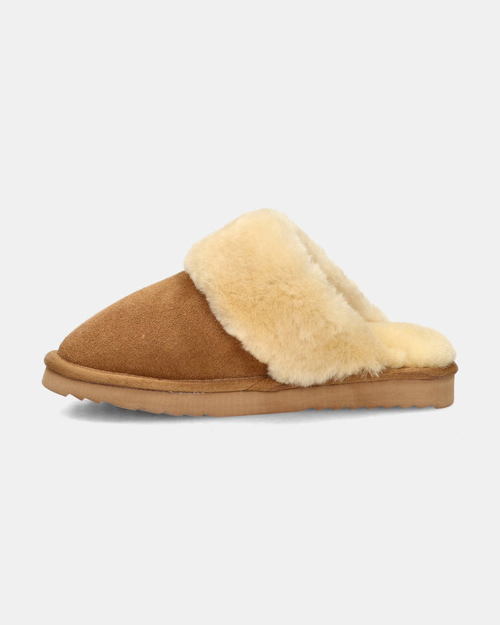 Chaussons Mules en Daim Doublés Fourrure pour Femme