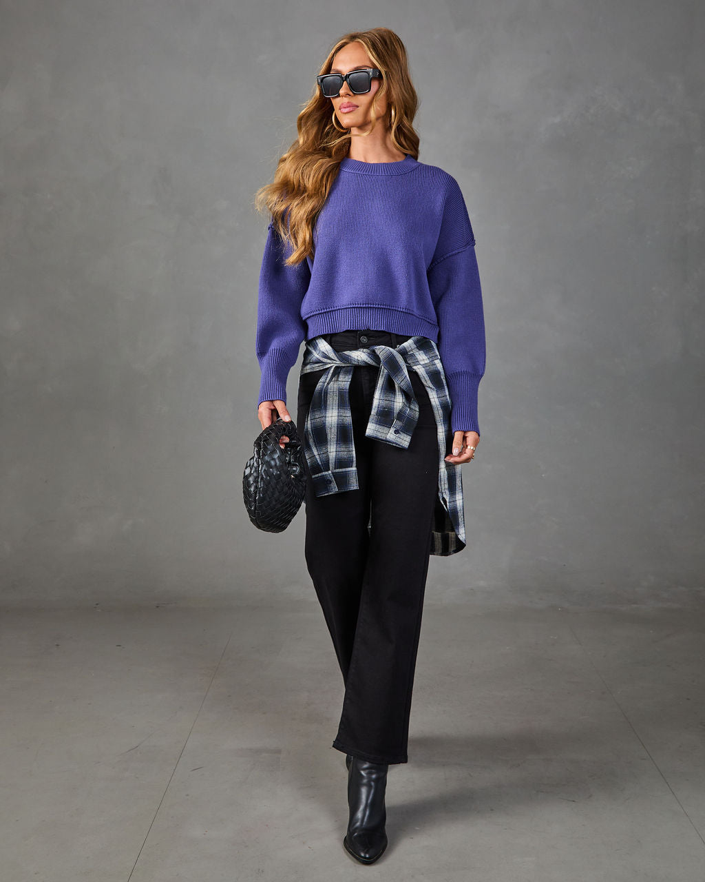 Pull Femme Court en Maille à Col Rond