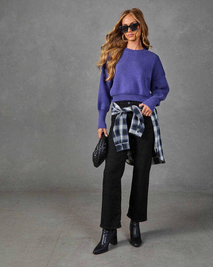 Pull Femme Court en Maille à Col Rond