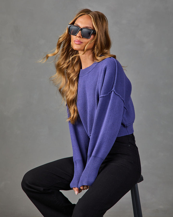 Pull Femme Court en Maille à Col Rond
