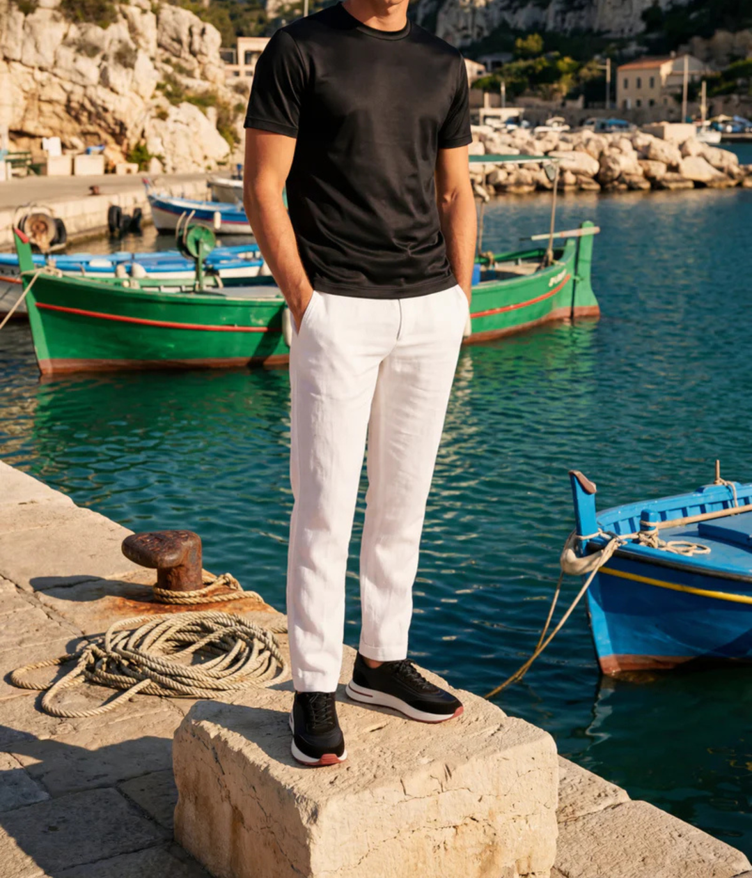 Baskets Homme Noir Suede & Mesh Basses de Marche avec Semelle Blanche