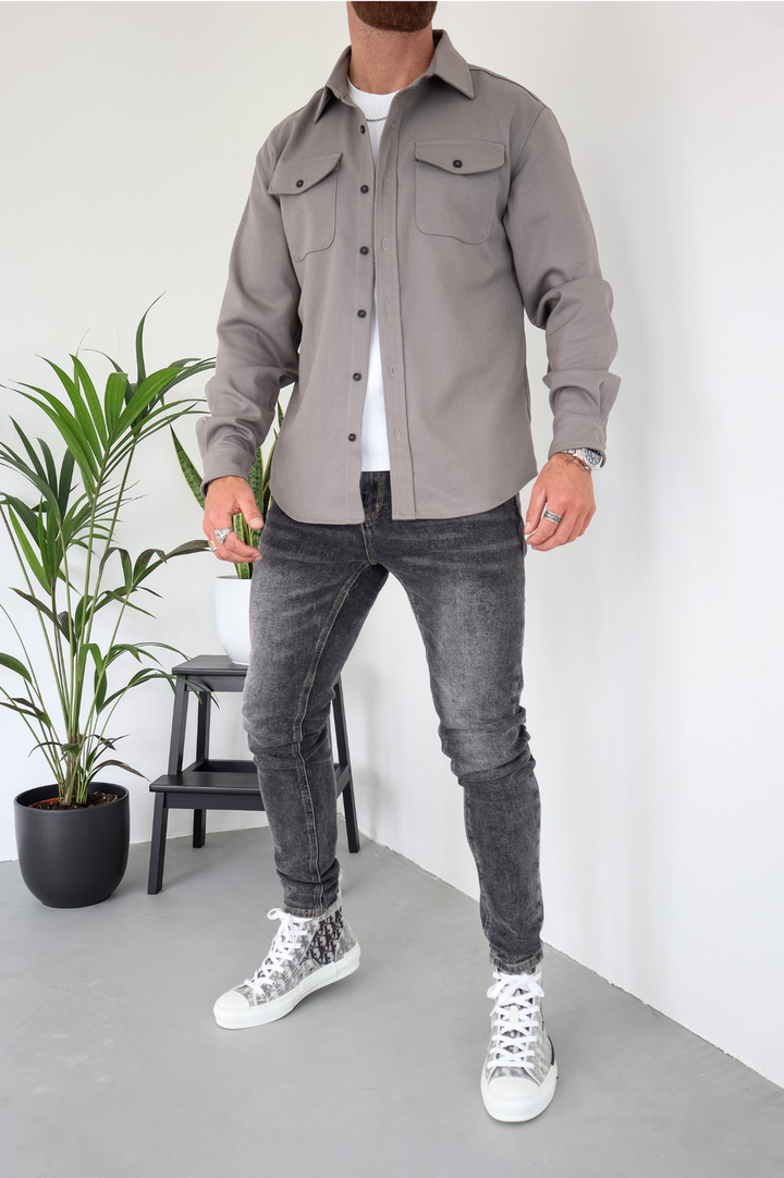 Surchemise Homme Coton Boutonnée Poches Poitrine