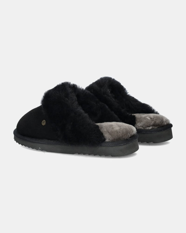 Chaussons Mules en Daim Doublés Fourrure pour Femme