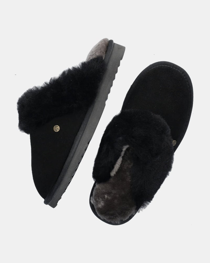 Chaussons Mules en Daim Doublés Fourrure pour Femme