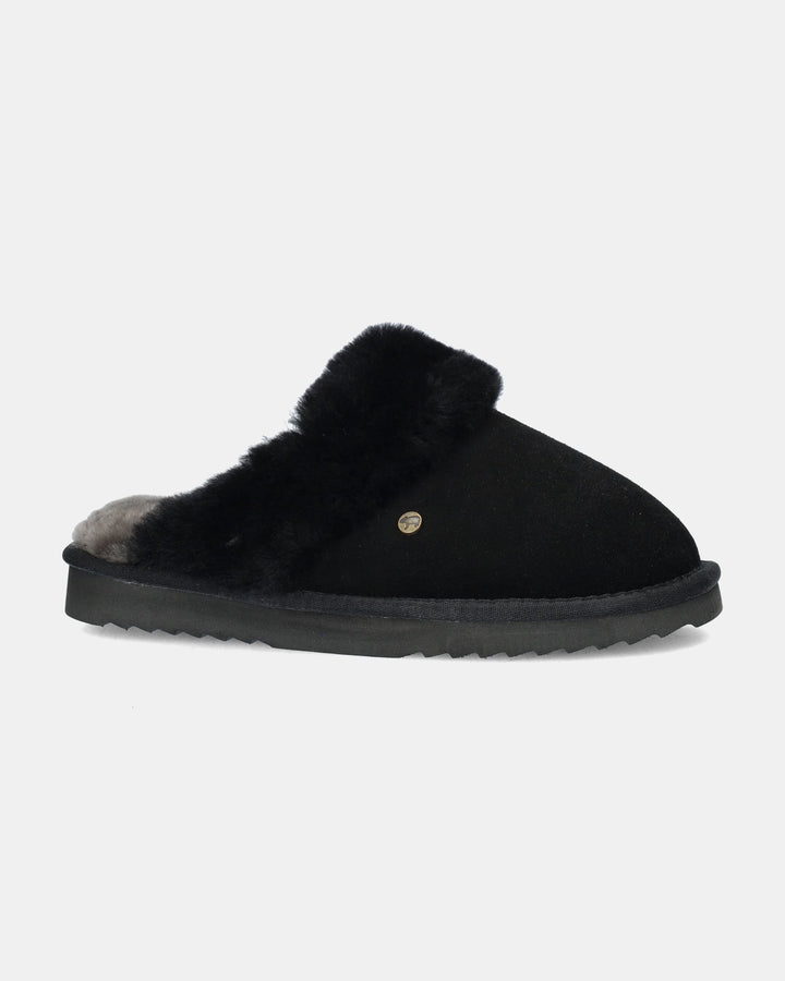 Chaussons Mules en Daim Doublés Fourrure pour Femme