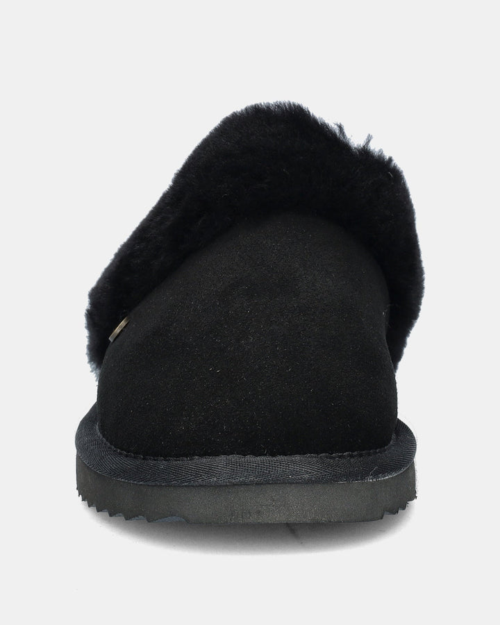 Chaussons Mules en Daim Doublés Fourrure pour Femme