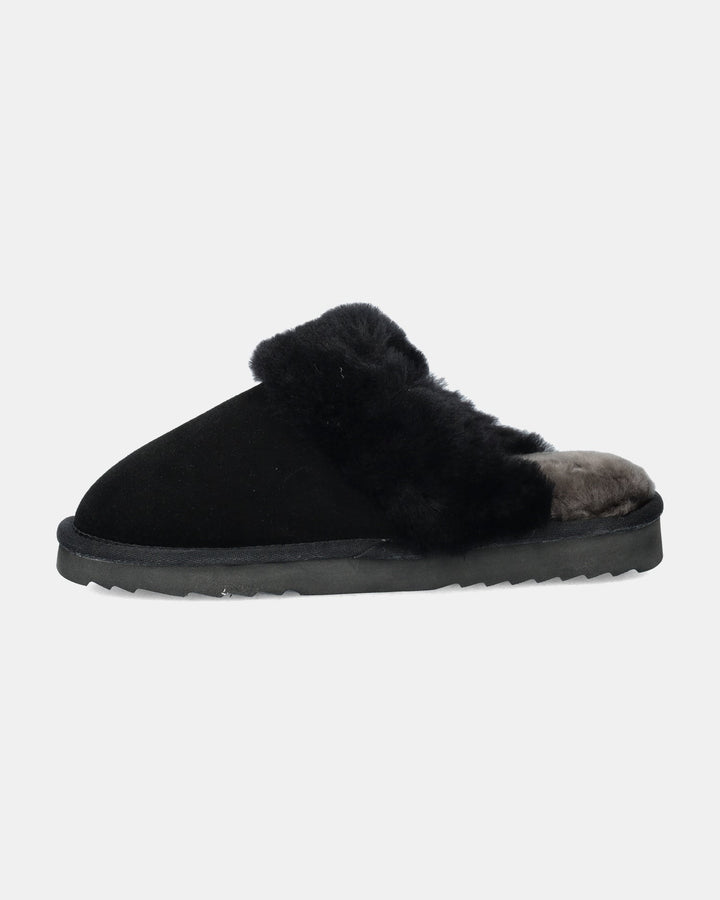 Chaussons Mules en Daim Doublés Fourrure pour Femme