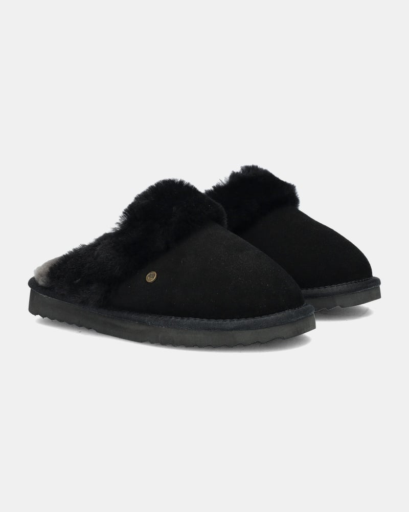 Chaussons Mules en Daim Doublés Fourrure pour Femme