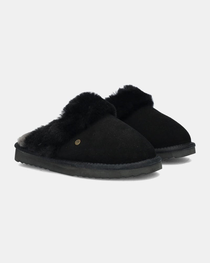 Chaussons Mules en Daim Doublés Fourrure pour Femme