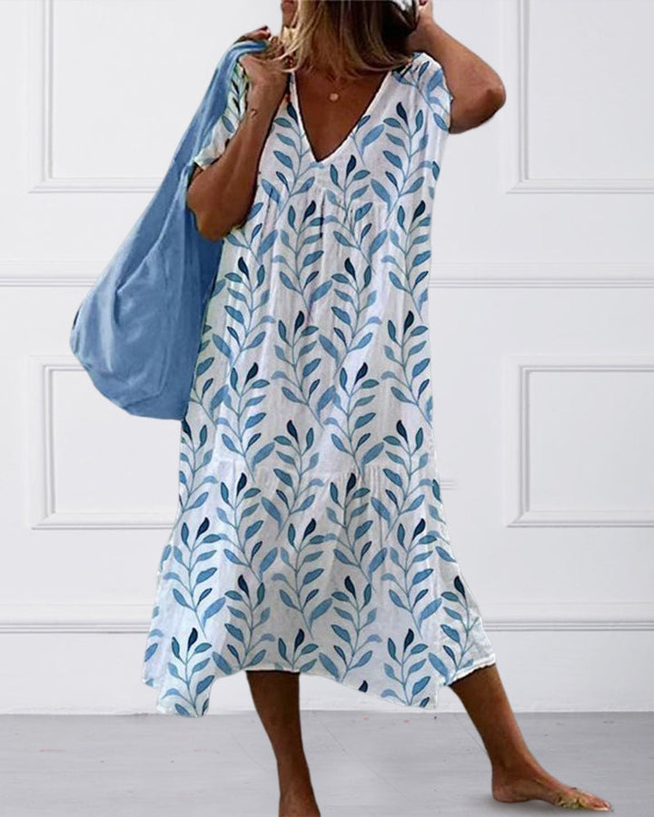 Vanda | Robe pour Femme | À Imprimé Feuilles, Col En V & Tendance