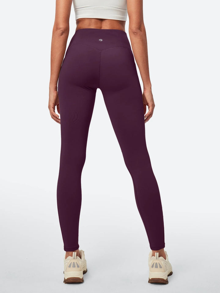 Legging Femme Taille Haute Doublé Polaire Sans Couture Avant Avec Poches